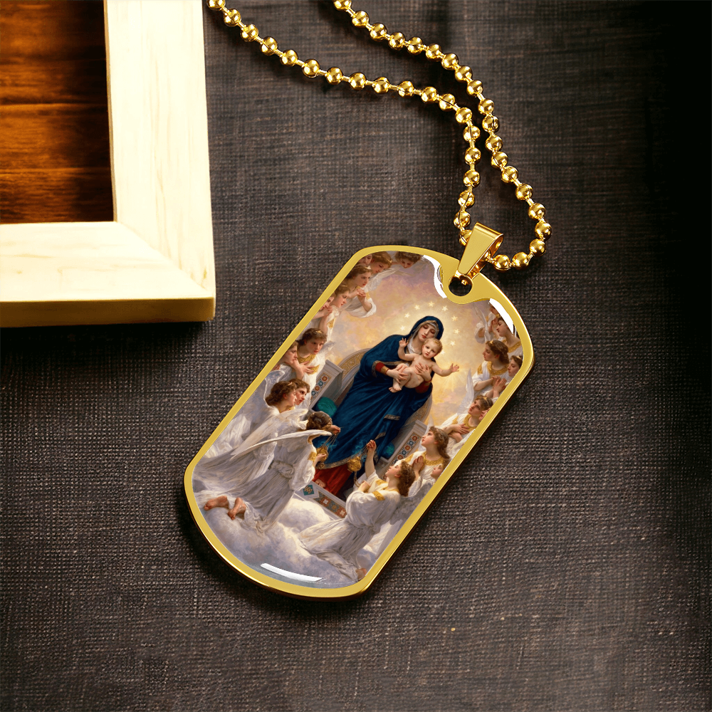 Mary Queen of Angels Dog Tag Necklace