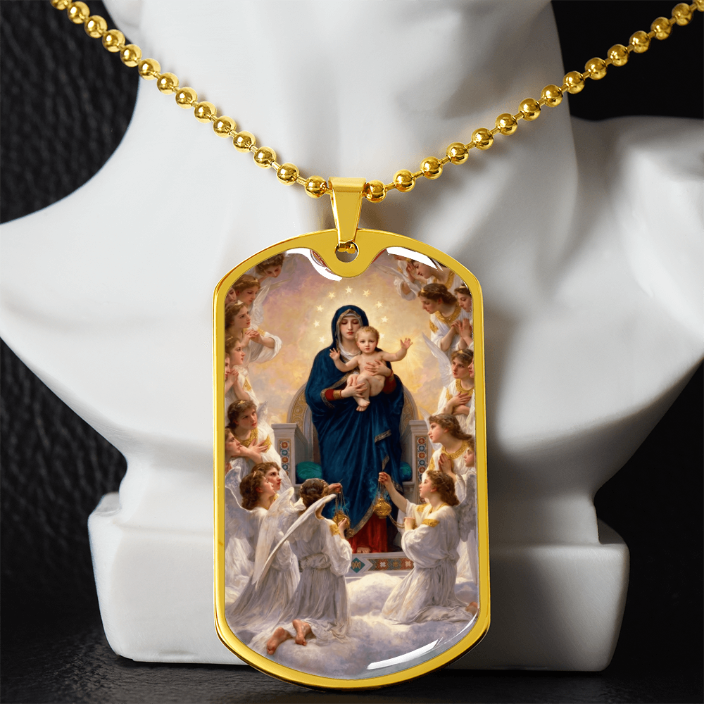 Mary Queen of Angels Dog Tag Necklace