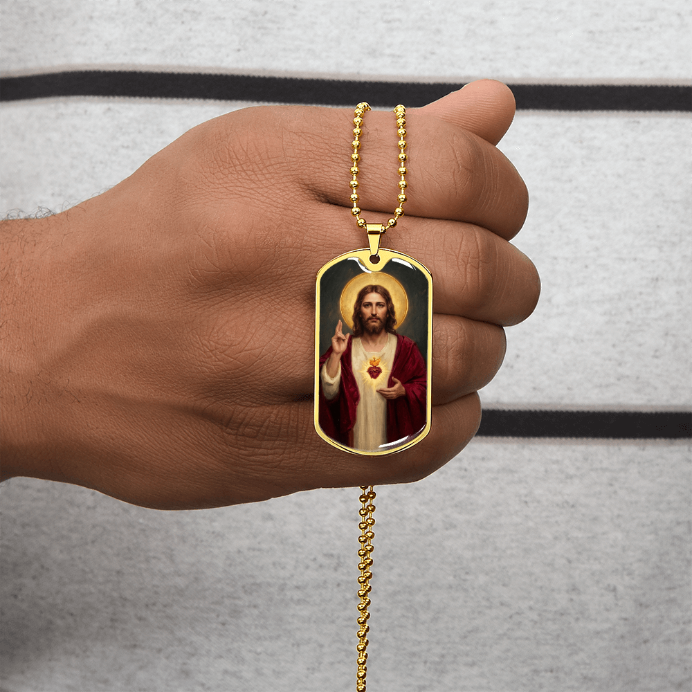 Sacred Heart of Jesus Thomas Chambers Dog Tag Necklace