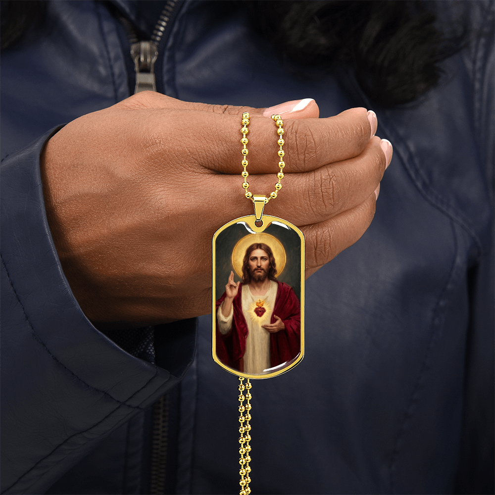 Sacred Heart of Jesus Thomas Chambers Dog Tag Necklace