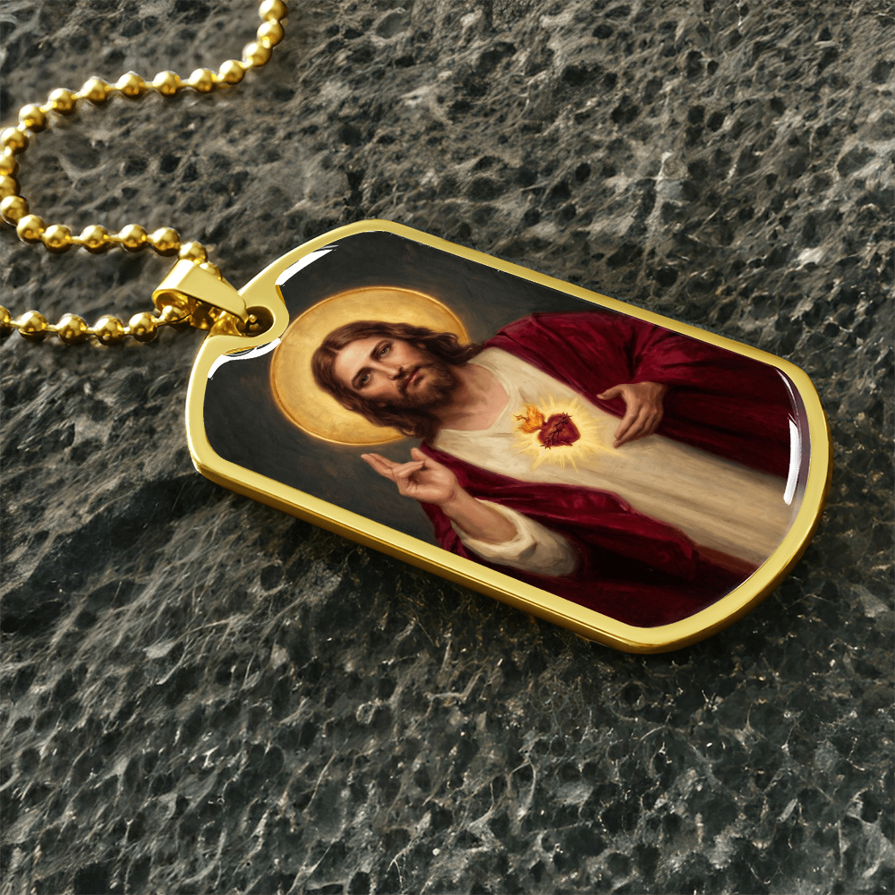 Sacred Heart of Jesus Thomas Chambers Dog Tag Necklace