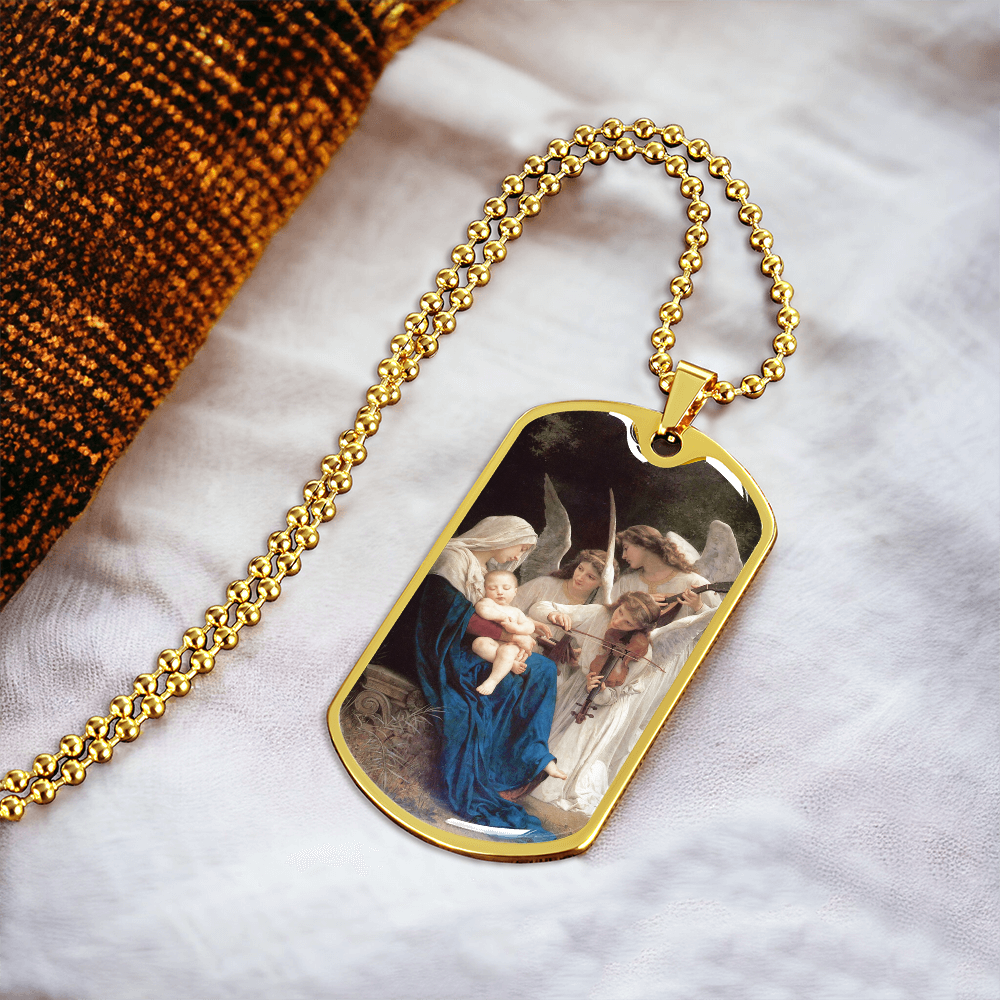 Mary the Virgin with the Angels Dog Tag Necklace