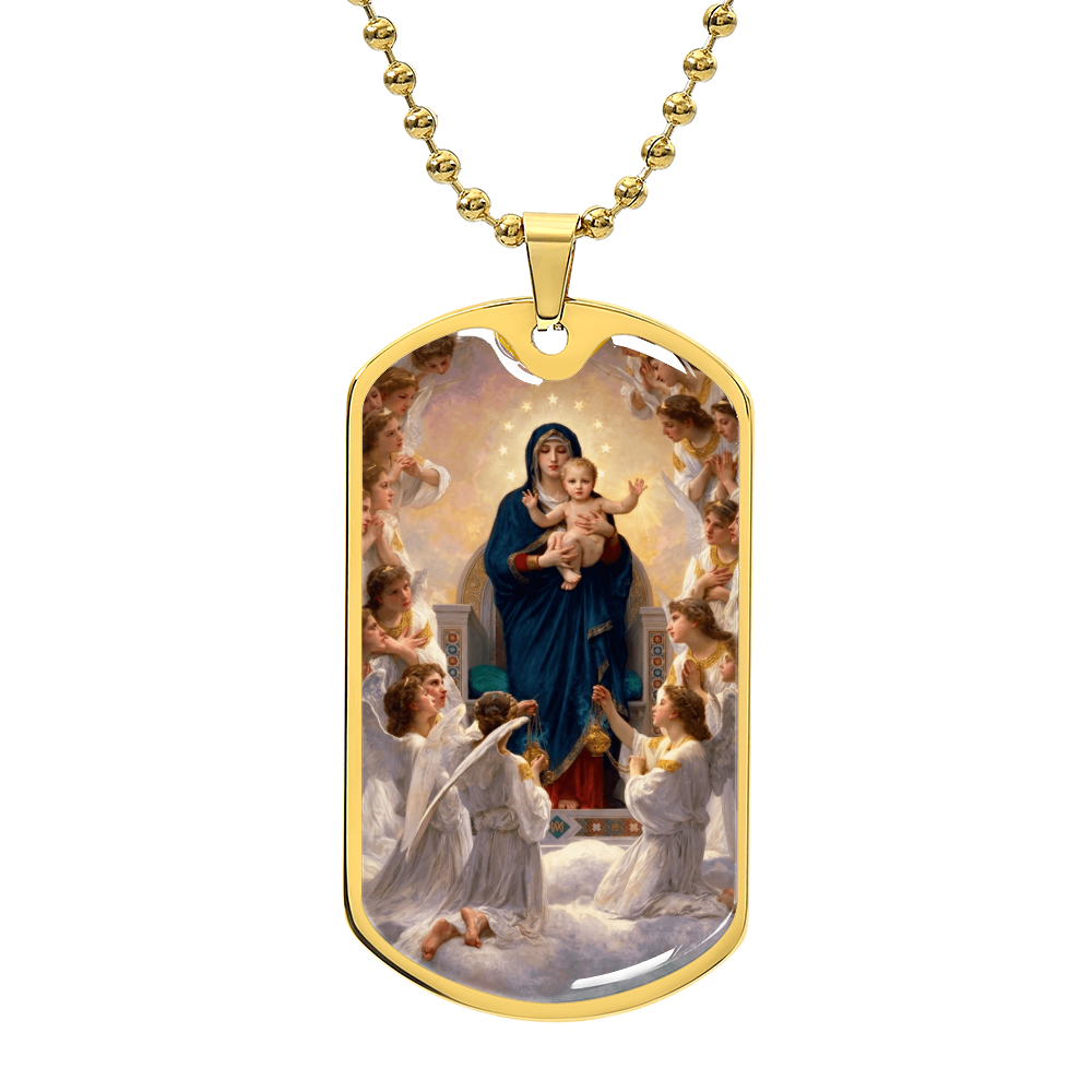 Mary Queen of Angels Dog Tag Necklace