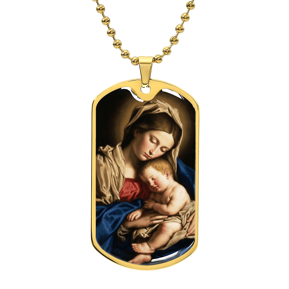 Madonna & Child Graphic Dog Tag Necklace