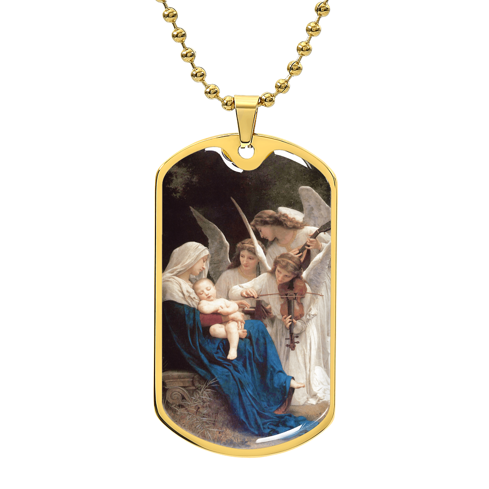 Mary the Virgin with the Angels Dog Tag Necklace