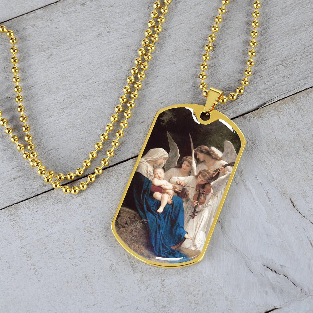 Mary the Virgin with the Angels Dog Tag Necklace