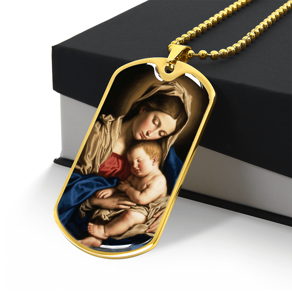 Madonna & Child Graphic Dog Tag Necklace