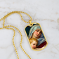 The Virgin Mary and the Child Jesus Personalized Dog Tag Necklace (Stainless Steel or 18K Gold Finish)