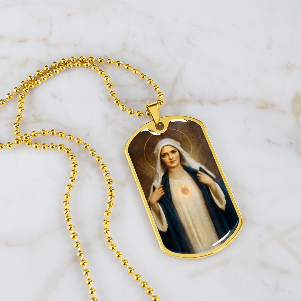 Immaculate Heart of the Virgin Mary Dog Tag Necklace