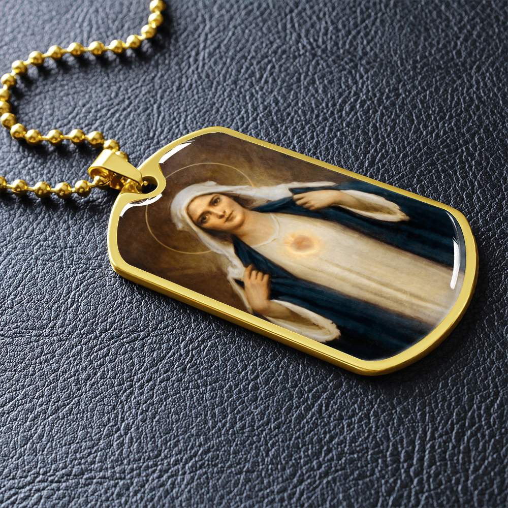 Immaculate Heart of the Virgin Mary Dog Tag Necklace