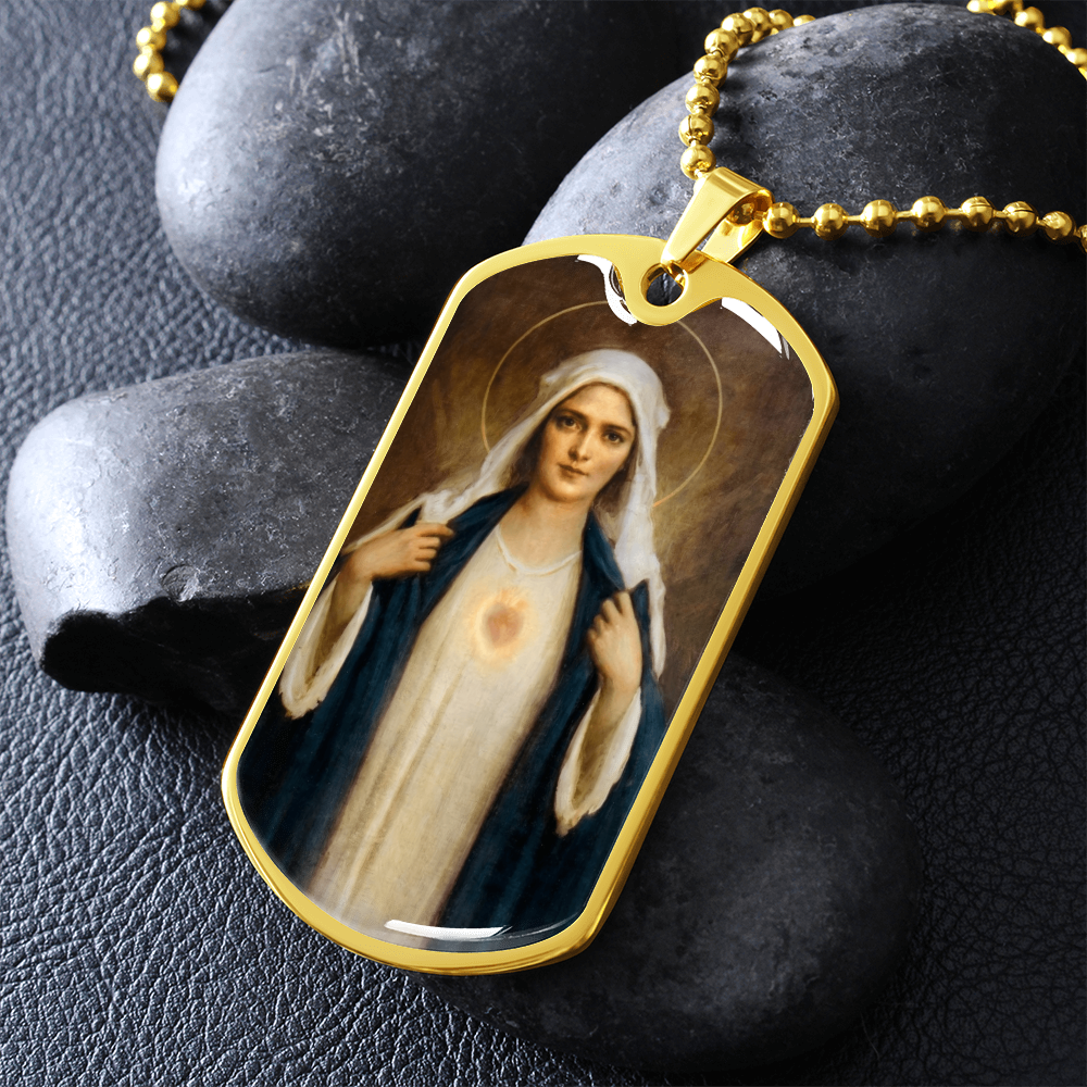 Immaculate Heart of the Virgin Mary Dog Tag Necklace