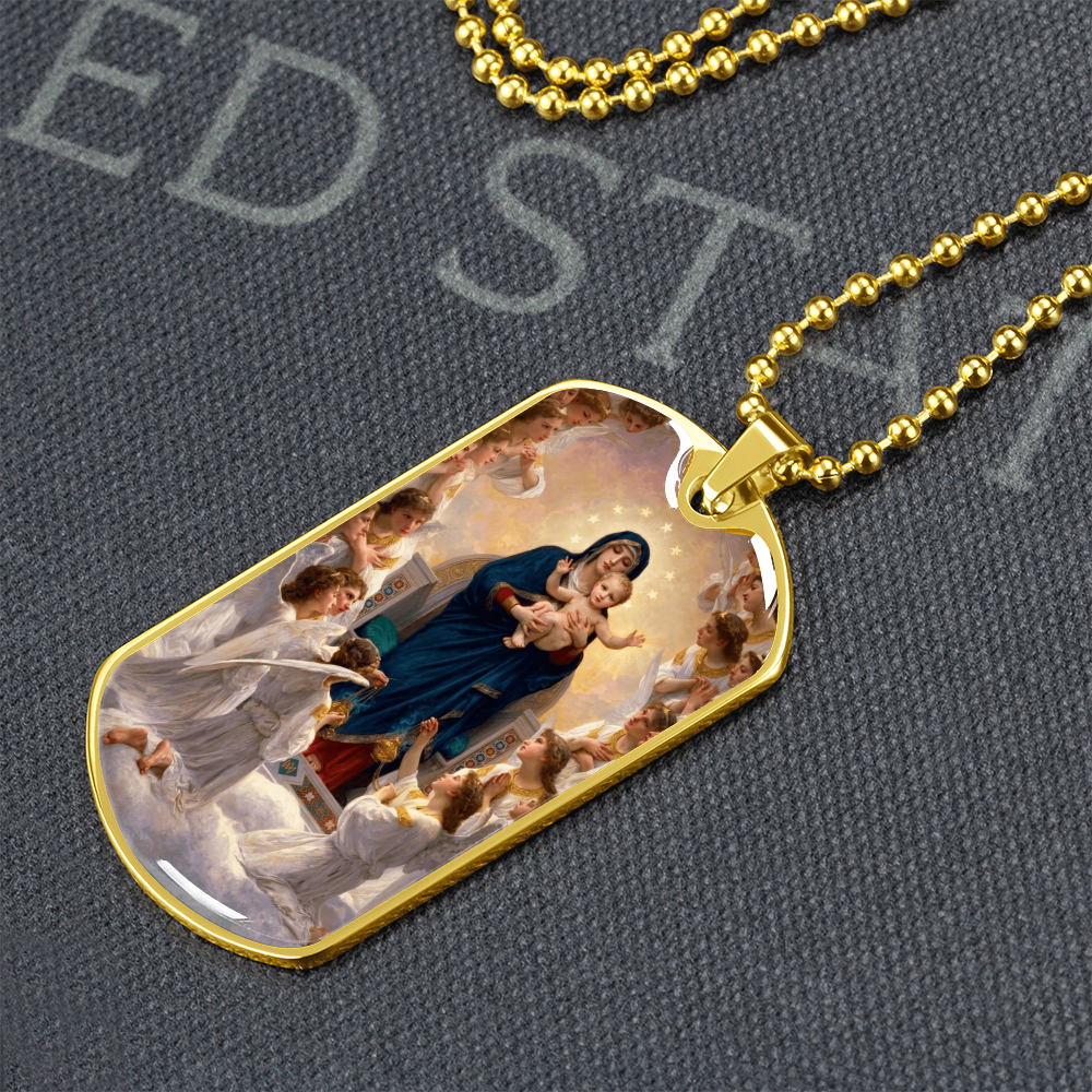 Mary Queen of Angels Dog Tag Necklace