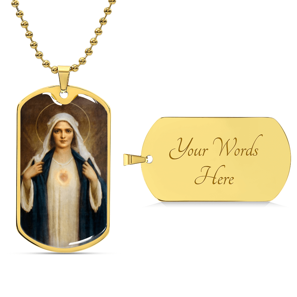 Immaculate Heart of the Virgin Mary Dog Tag Necklace