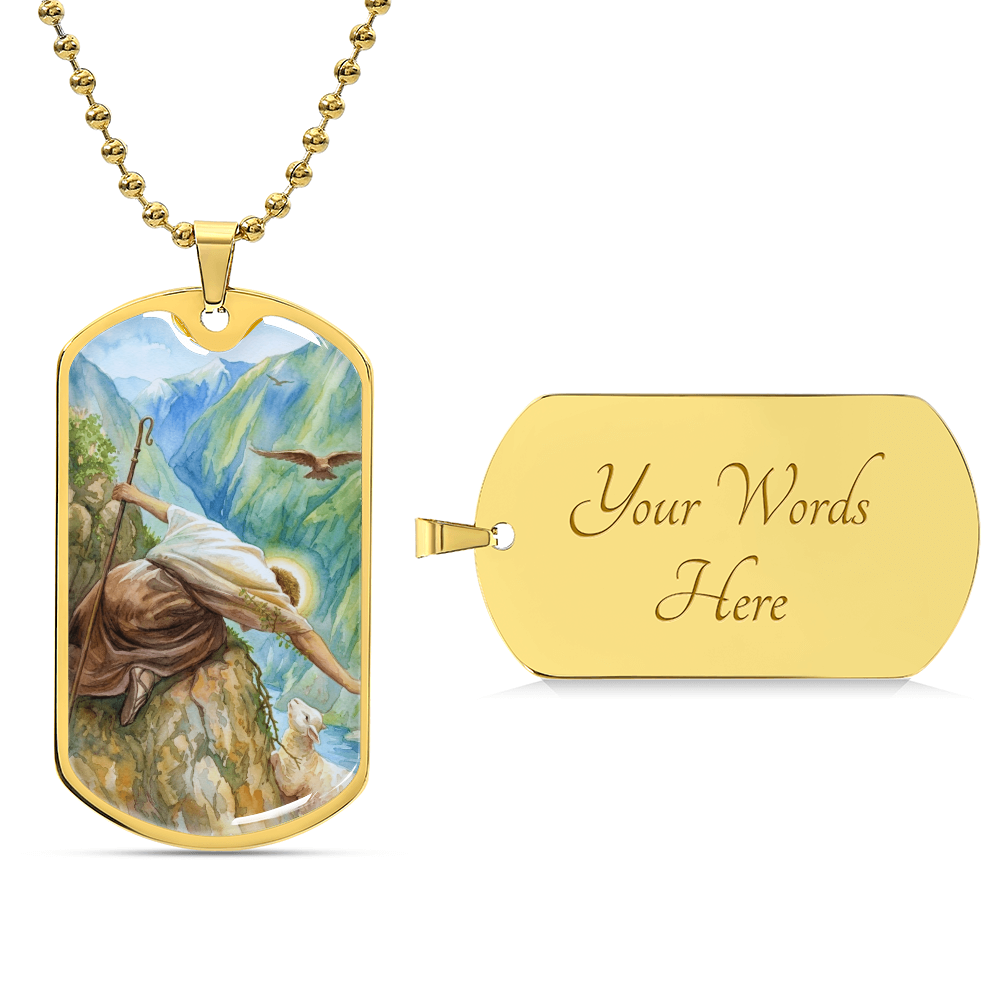 Jesus Christ and The Lost Sheep Dog Tag Necklace