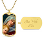 The Virgin Mary and the Child Jesus Personalized Dog Tag Necklace (Stainless Steel or 18K Gold Finish)