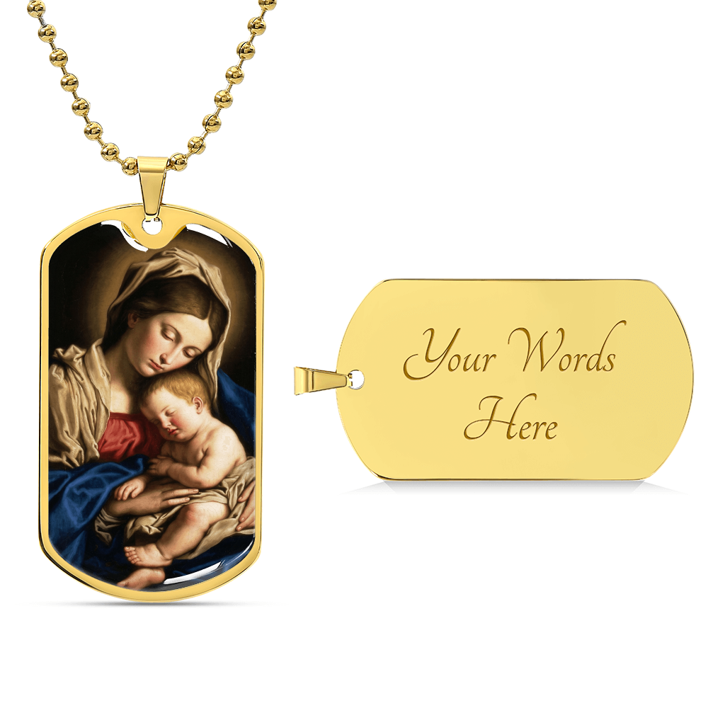 Madonna & Child Graphic Dog Tag Necklace