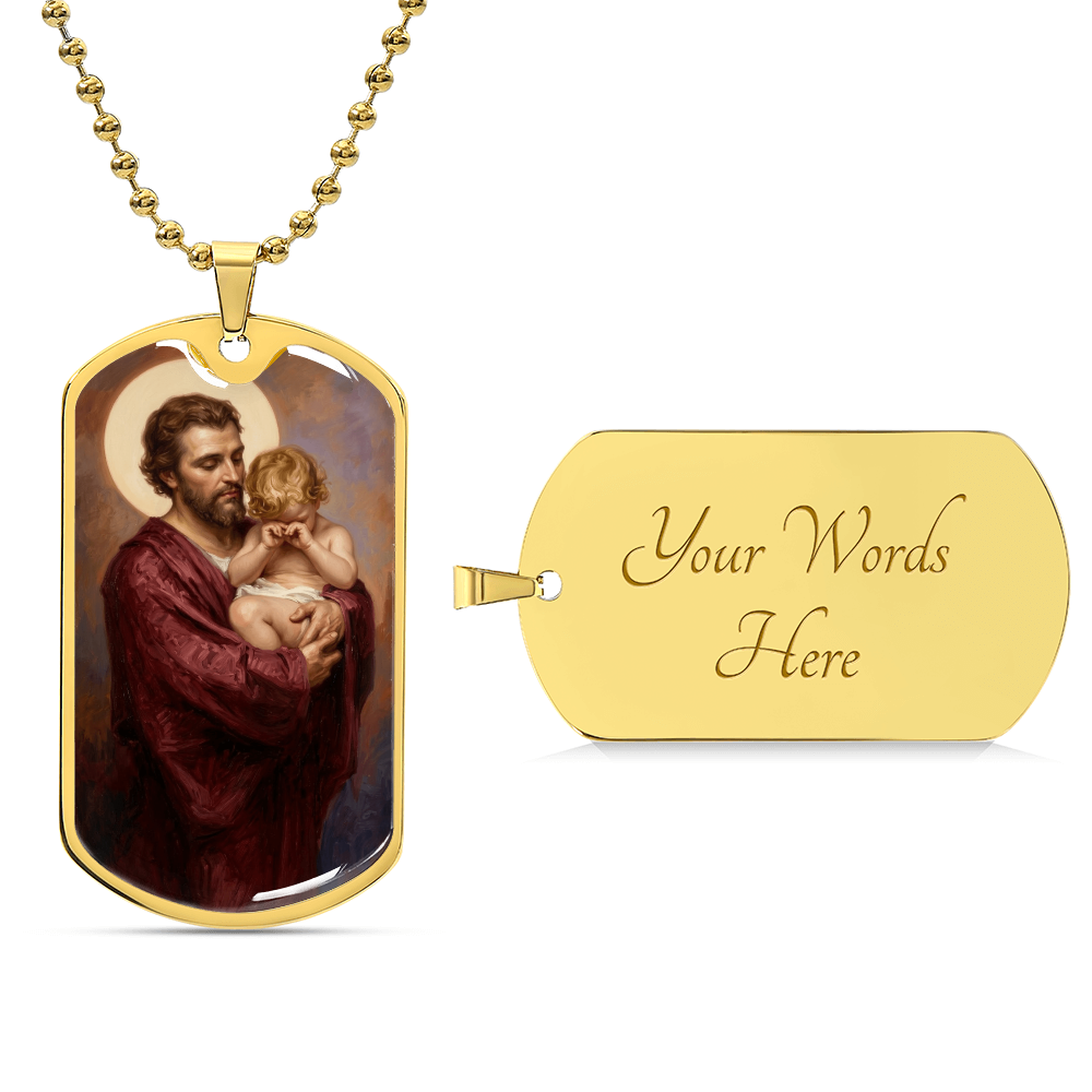 St. Joseph and the Crying Jesus Dog Tag Necklace