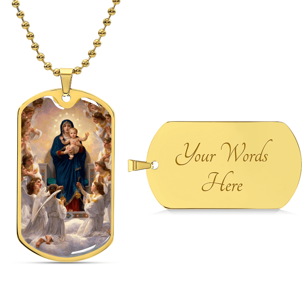 Mary Queen of Angels Dog Tag Necklace