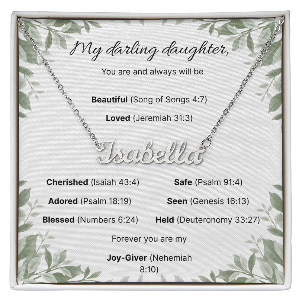 Blessed Daughter Name Necklace with Verdant Grace Message Card
