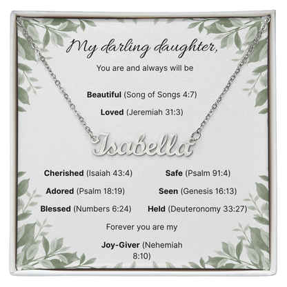 Blessed Daughter Name Necklace with Verdant Grace Message Card