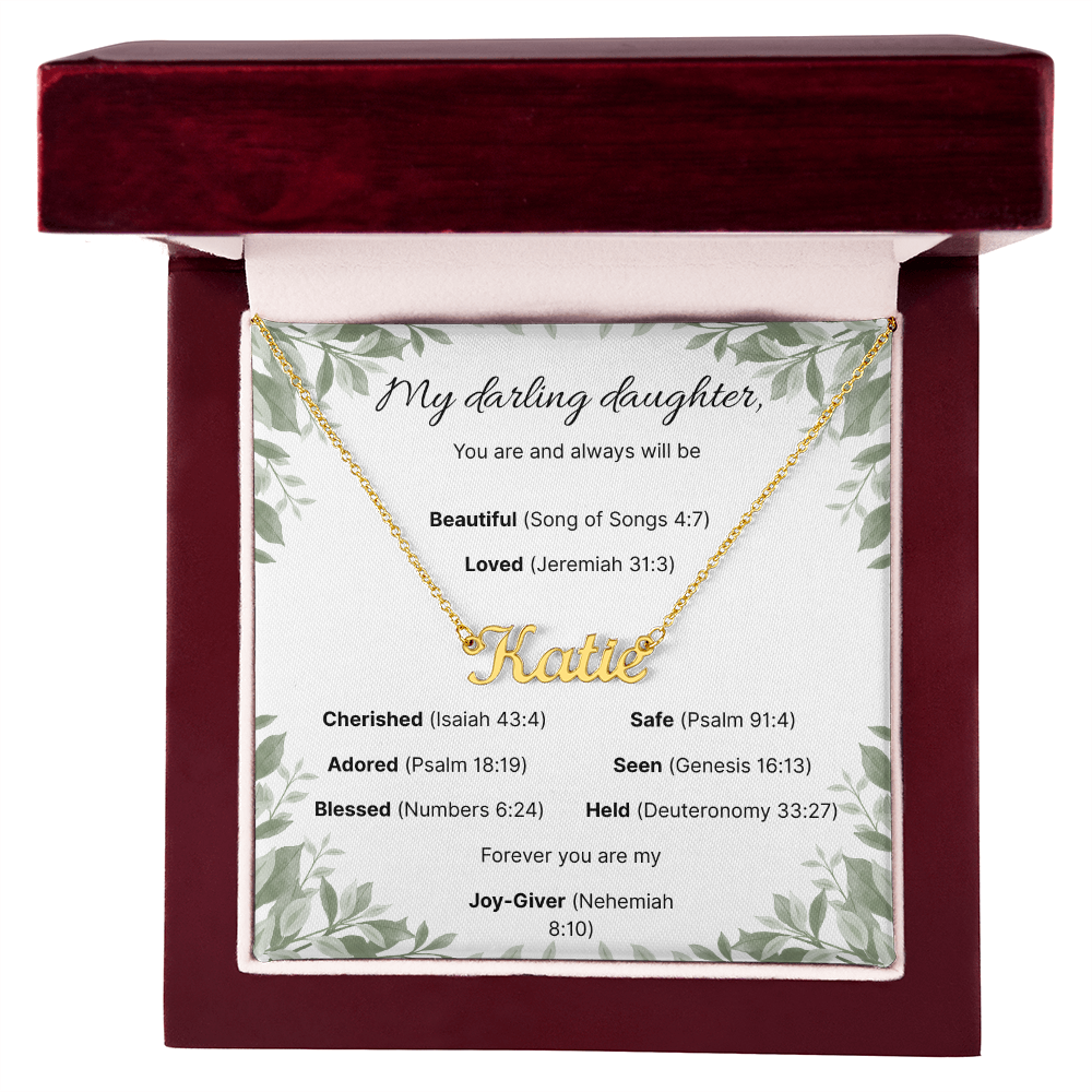 Blessed Daughter Name Necklace with Verdant Grace Message Card