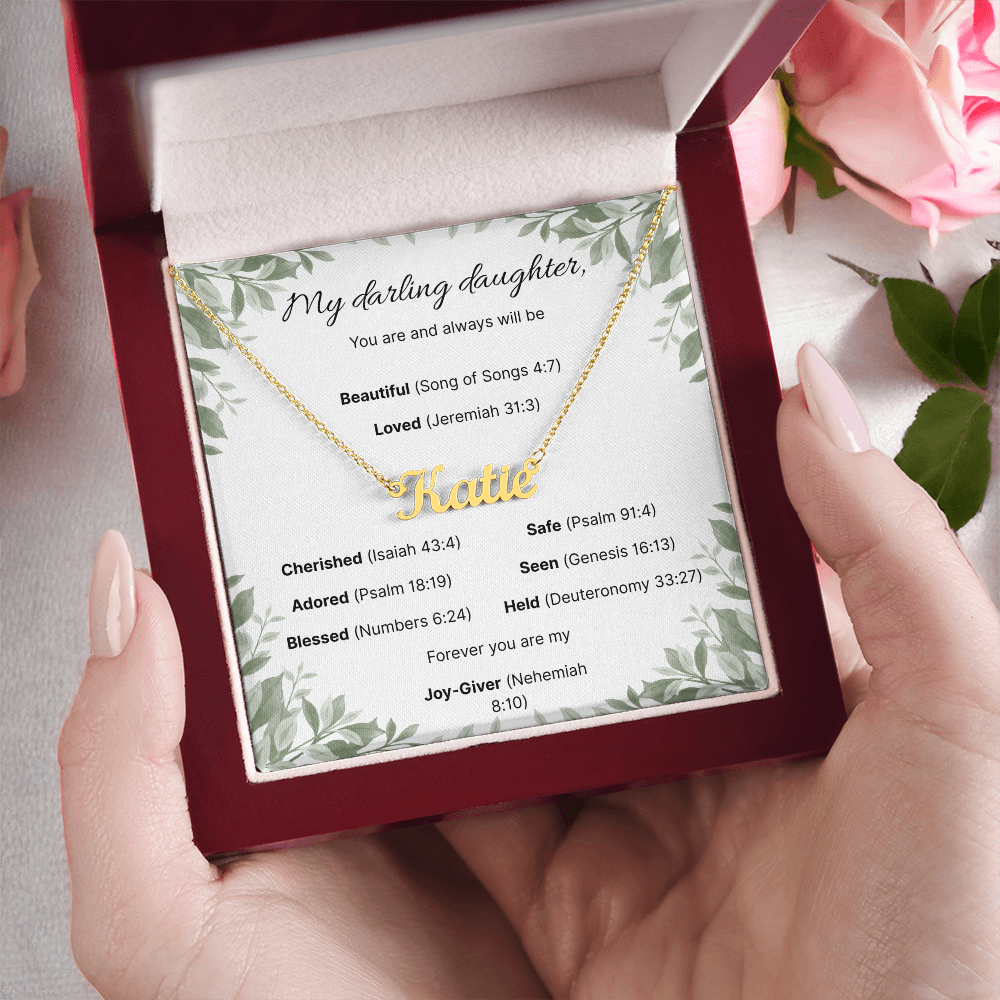 Blessed Daughter Name Necklace with Verdant Grace Message Card