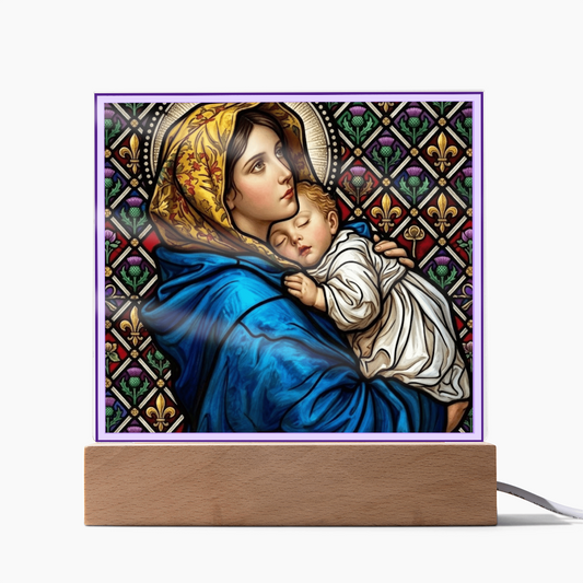 Madonna of the Streets Stained Glass Acrylic Square Plaque
