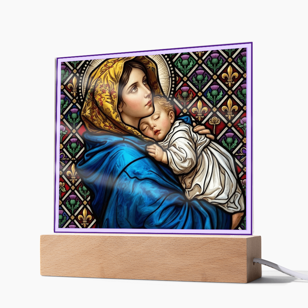 Madonna of the Streets Stained Glass Acrylic Square Plaque