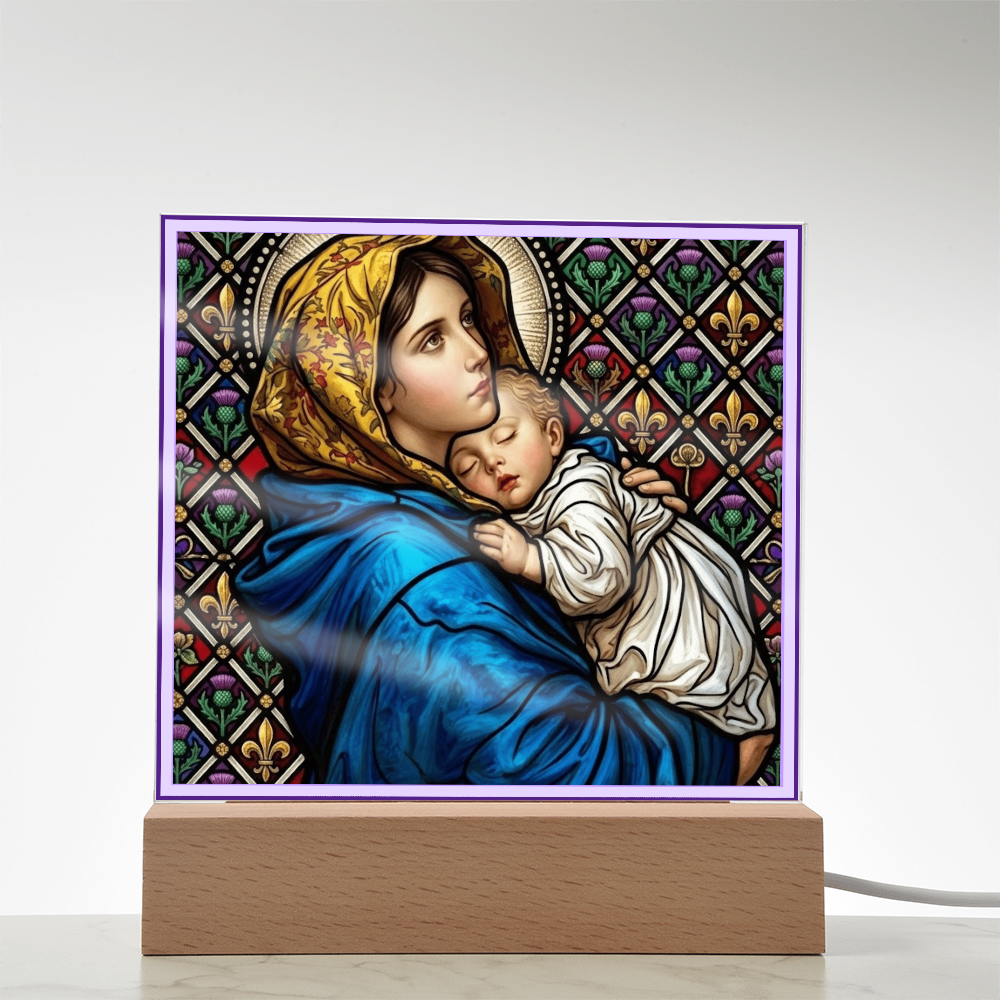 Madonna of the Streets Stained Glass Acrylic Square Plaque