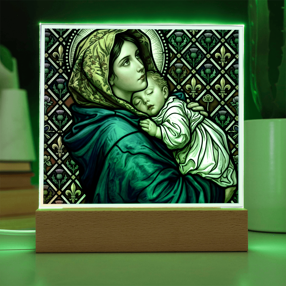 Madonna of the Streets Stained Glass Acrylic Square Plaque