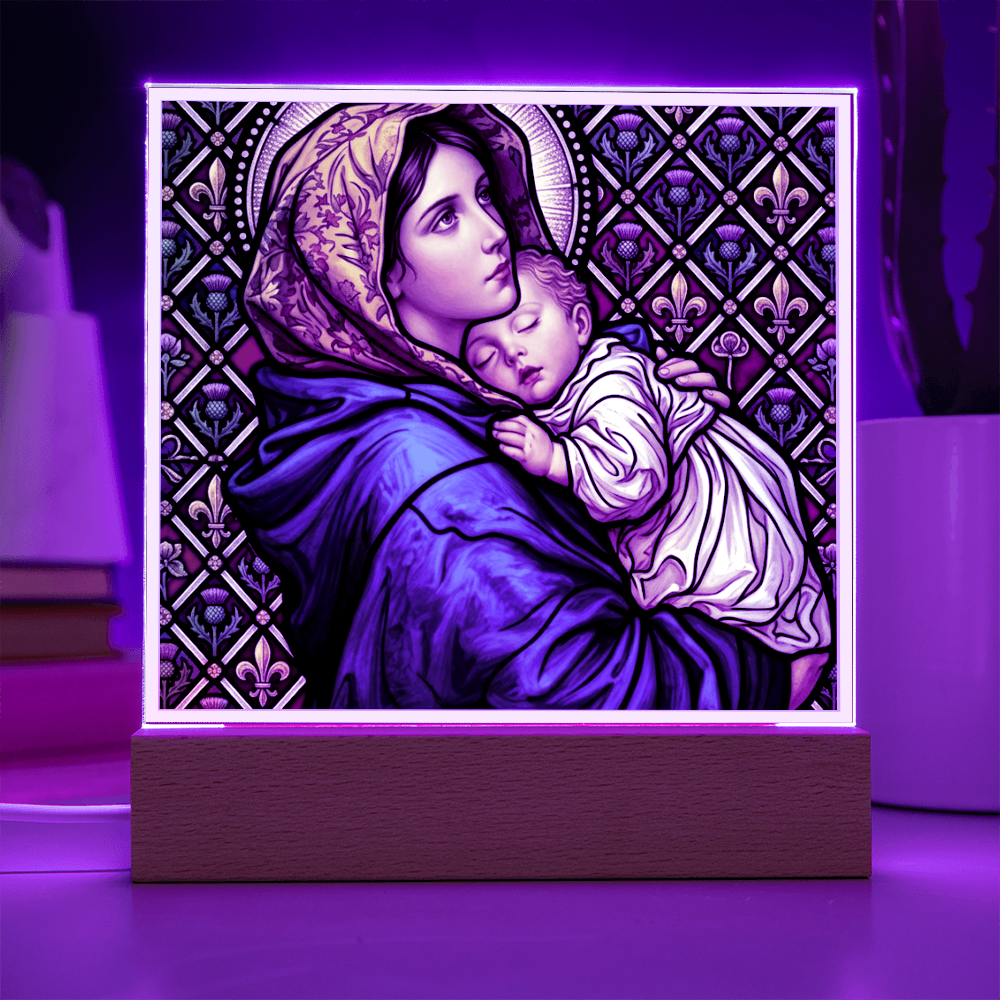 Madonna of the Streets Stained Glass Acrylic Square Plaque