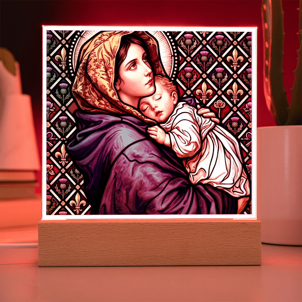 Madonna of the Streets Stained Glass Acrylic Square Plaque