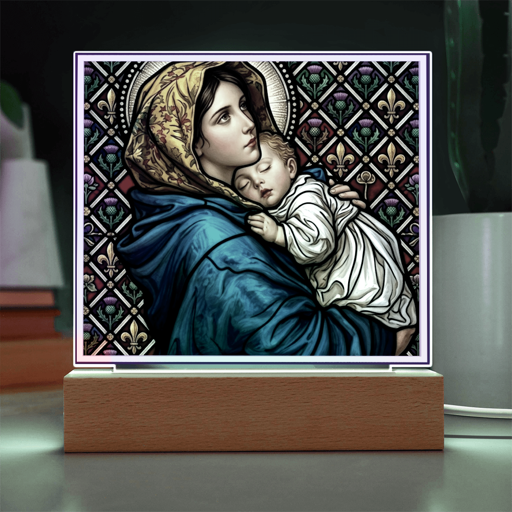 Madonna of the Streets Stained Glass Acrylic Square Plaque