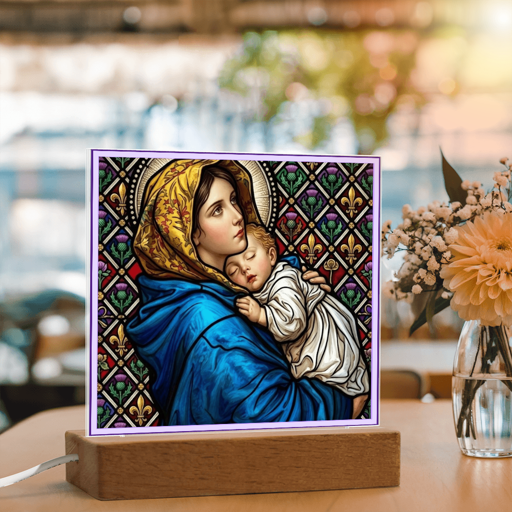Madonna of the Streets Stained Glass Acrylic Square Plaque