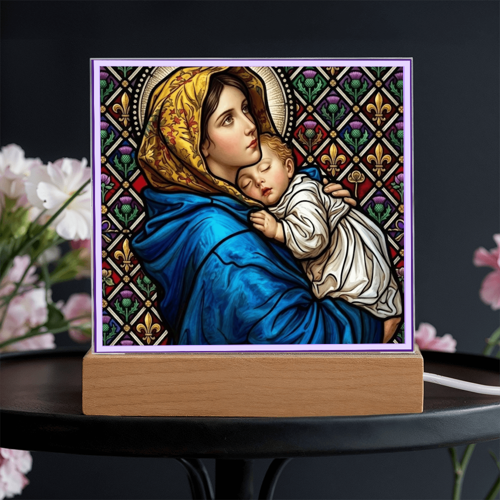 Madonna of the Streets Stained Glass Acrylic Square Plaque