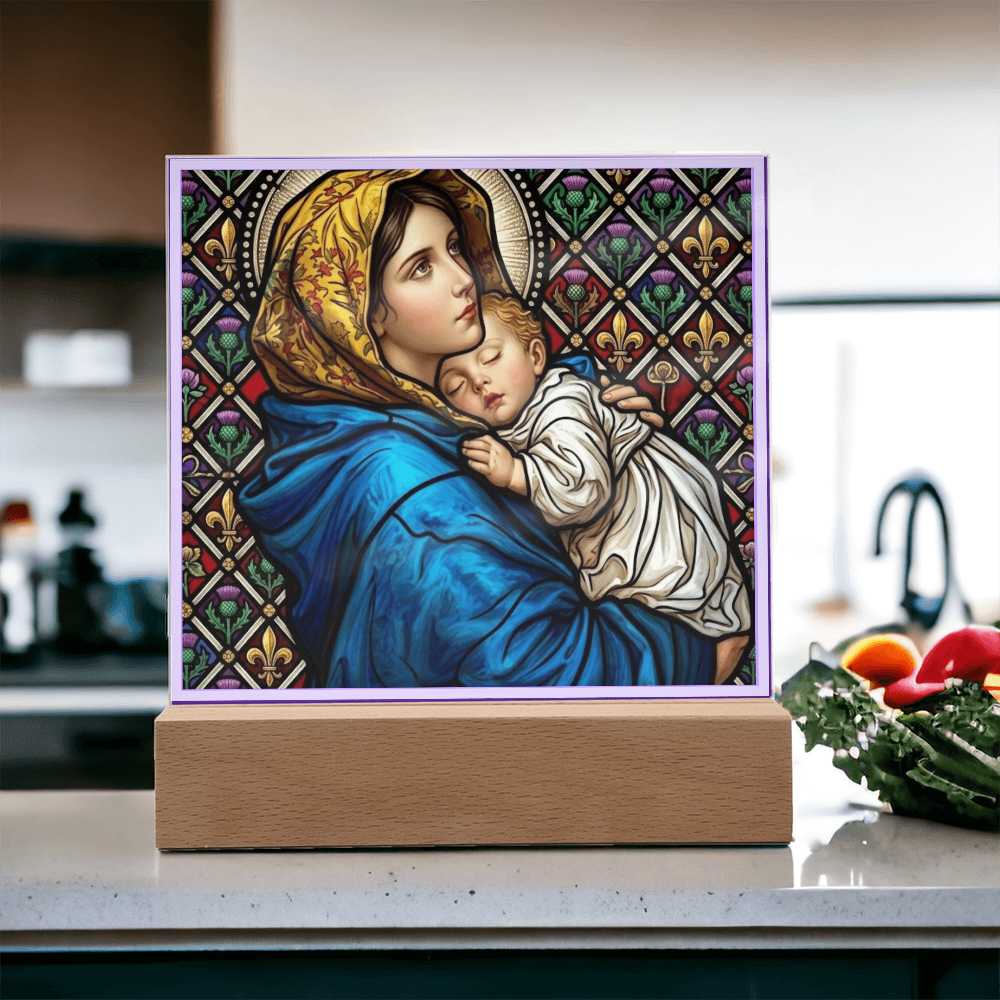 Madonna of the Streets Stained Glass Acrylic Square Plaque